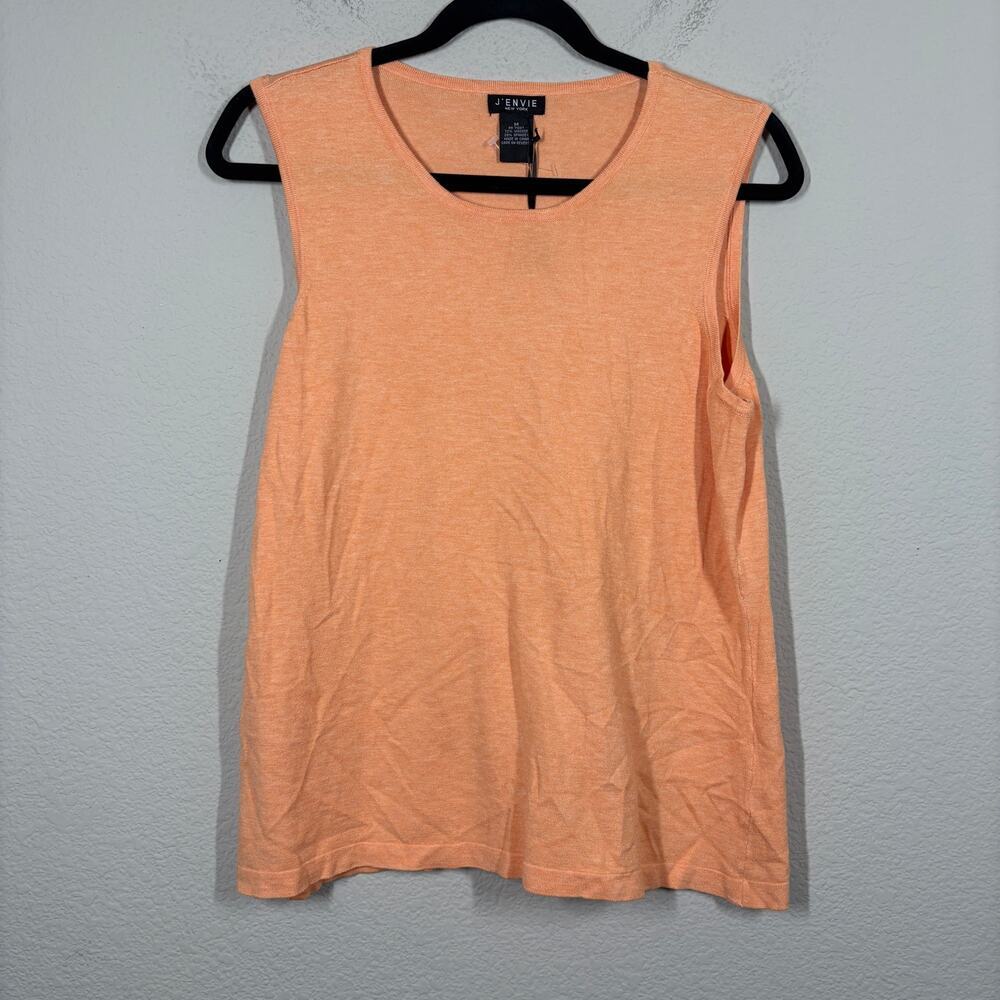 J'Envie Womens Size Medium Pullover Tank Top Melon Orange Crew Neck Sleeveless